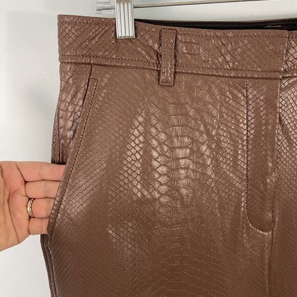 Aritzia Babaton Command Faux Leather Pants Size 12 Brown Python - Picture 6 of 16